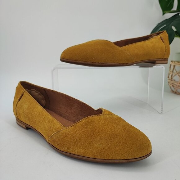Toms Women's Julie Yellow Suede Flat Shoes Size 8 - Picture 1 of 8